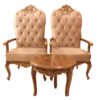 Handcrafted Modern Royal Chair Set with gold leaf finish and tufted velvet upholstery.